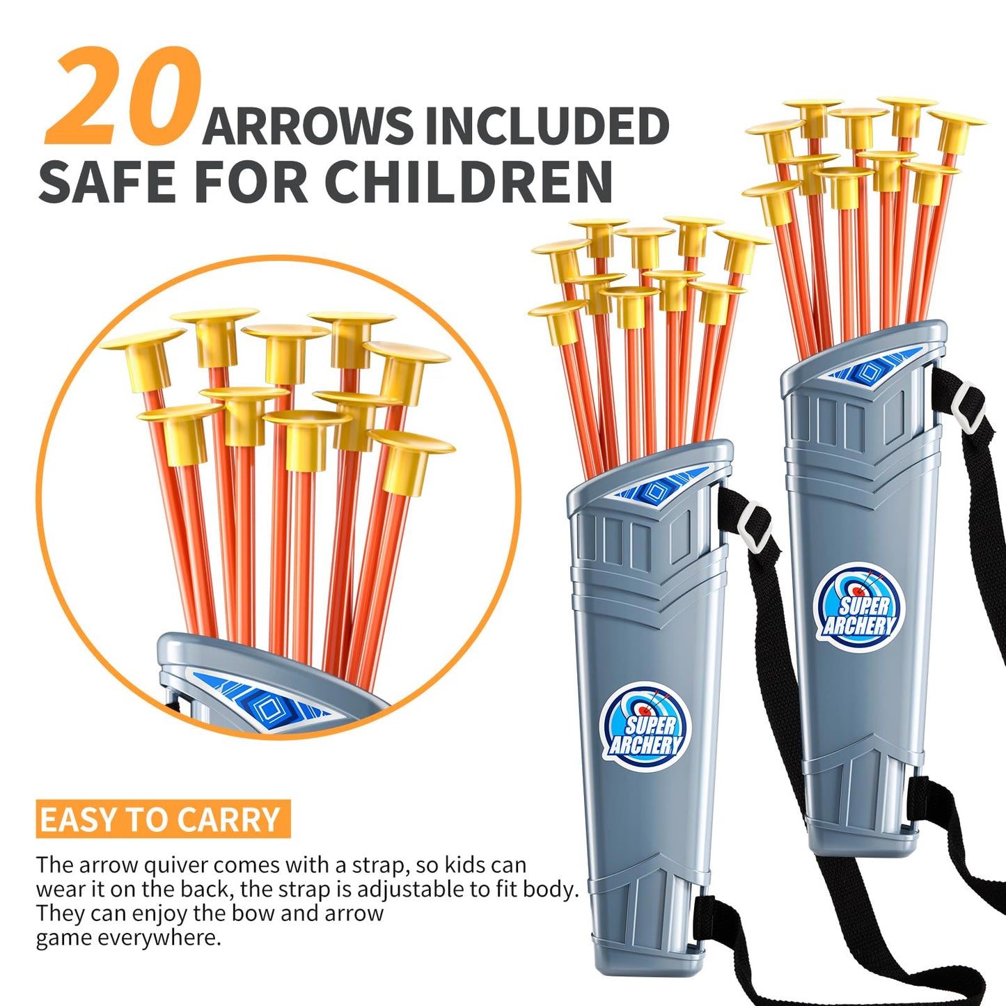 2 Pack Set Kids Archery Bow Arrow Toy Set Outdoor Hunting Play with 2 Bow 20 Suction Cup Arrows 2 Target & 2 Quiver, LED Light Up Function Toy, Outdoor Toys for Kids